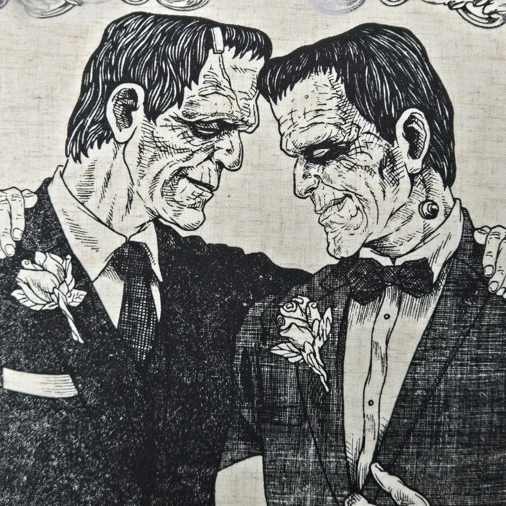Isaac Mizrahi NWT 18x18 Decorative Pillow Frankenstein Wedding Gothic Art LGBTQ+